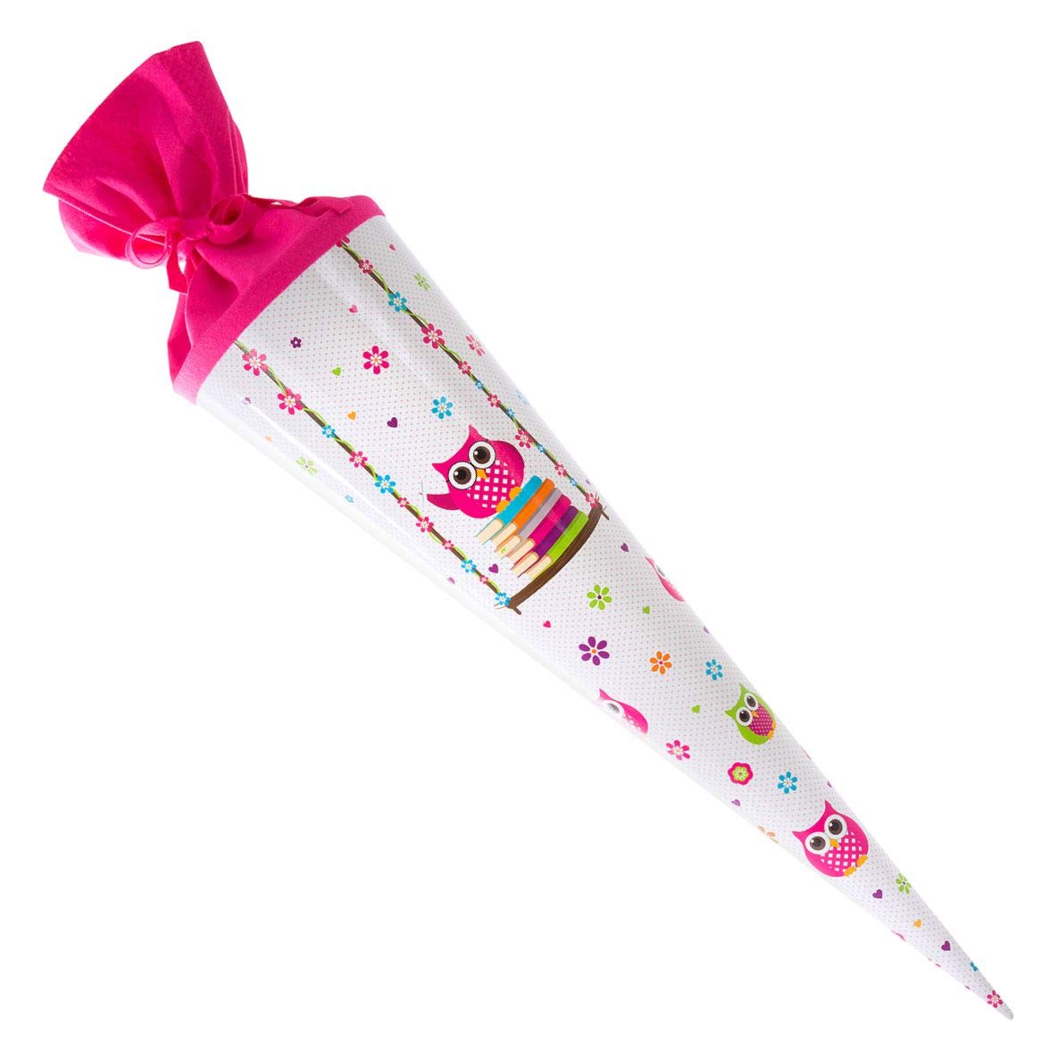 Goldbuch Sacchetto per la Scuola con Motivo Gufi, Sacchetto di Zucchero 70 cm, Sacchetto Regalo con Chiusura in Feltro