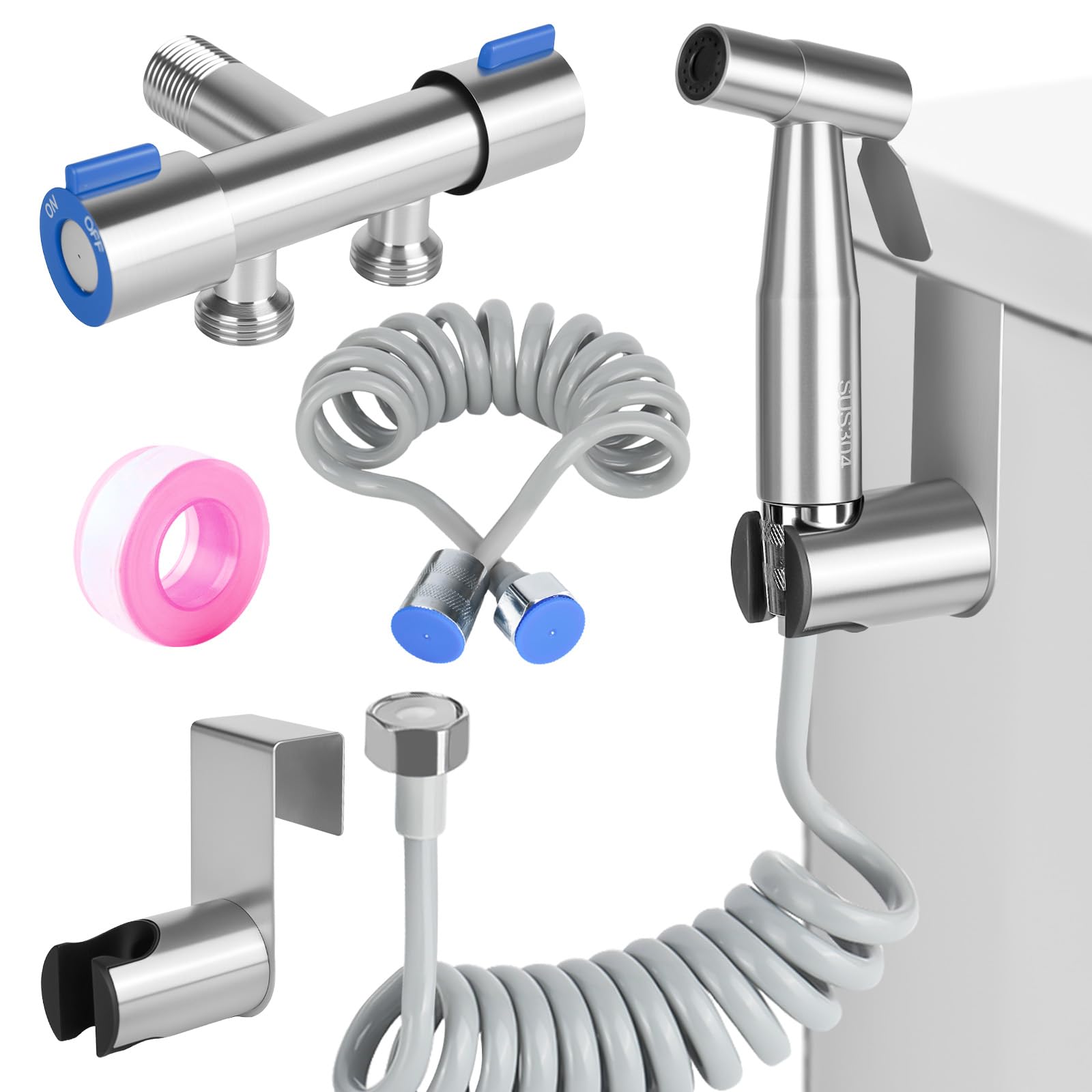 Ducha Bidet para Wc, Grifo Wc Higienico Inoxidable, Ducha Higienica para Mascotas con Manguera y Válvula de G1/2 Soporte, Ducha Inodoro, Grifo Inodoro, La Higiene Personal