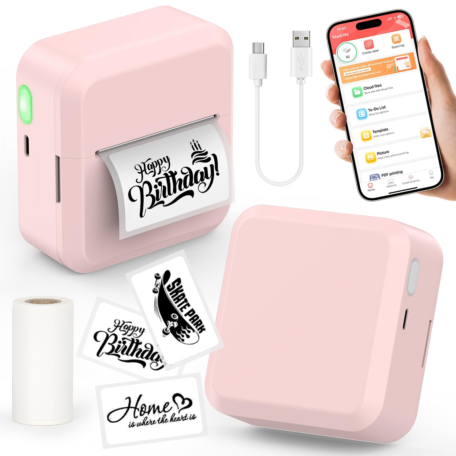 HUIJUTCHEN Portable Bluetooth Label Maker Machine with 30x50 mm Tape, Compact & Wireless Mini Label Printer Thermal Label Maker for Home, Office, Kitchen, Compatible with iOS & Android