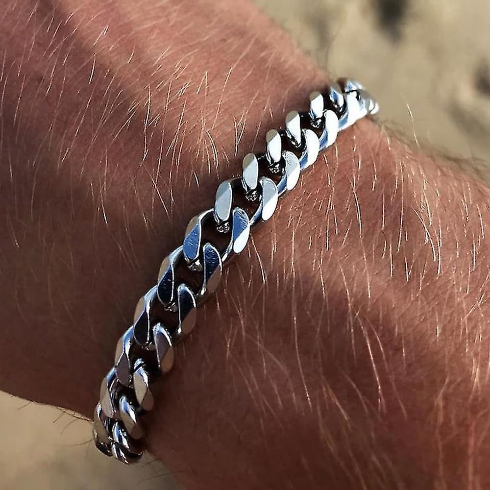 Azienda Italiana Bracciale Uomo in Pelle Intrecciata con Acciaio Inox Lucidato di Altissima qualità Idea Regalo per lui Festa del Papà Natale Compleanno - Cofanetto con DEDICA incluso