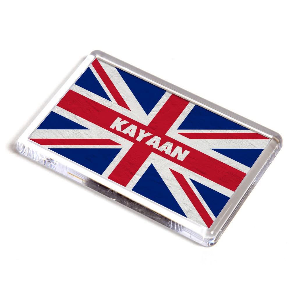 FRIDGE MAGNET - Kayaan - Union Jack Flag - Boy's Name Gift