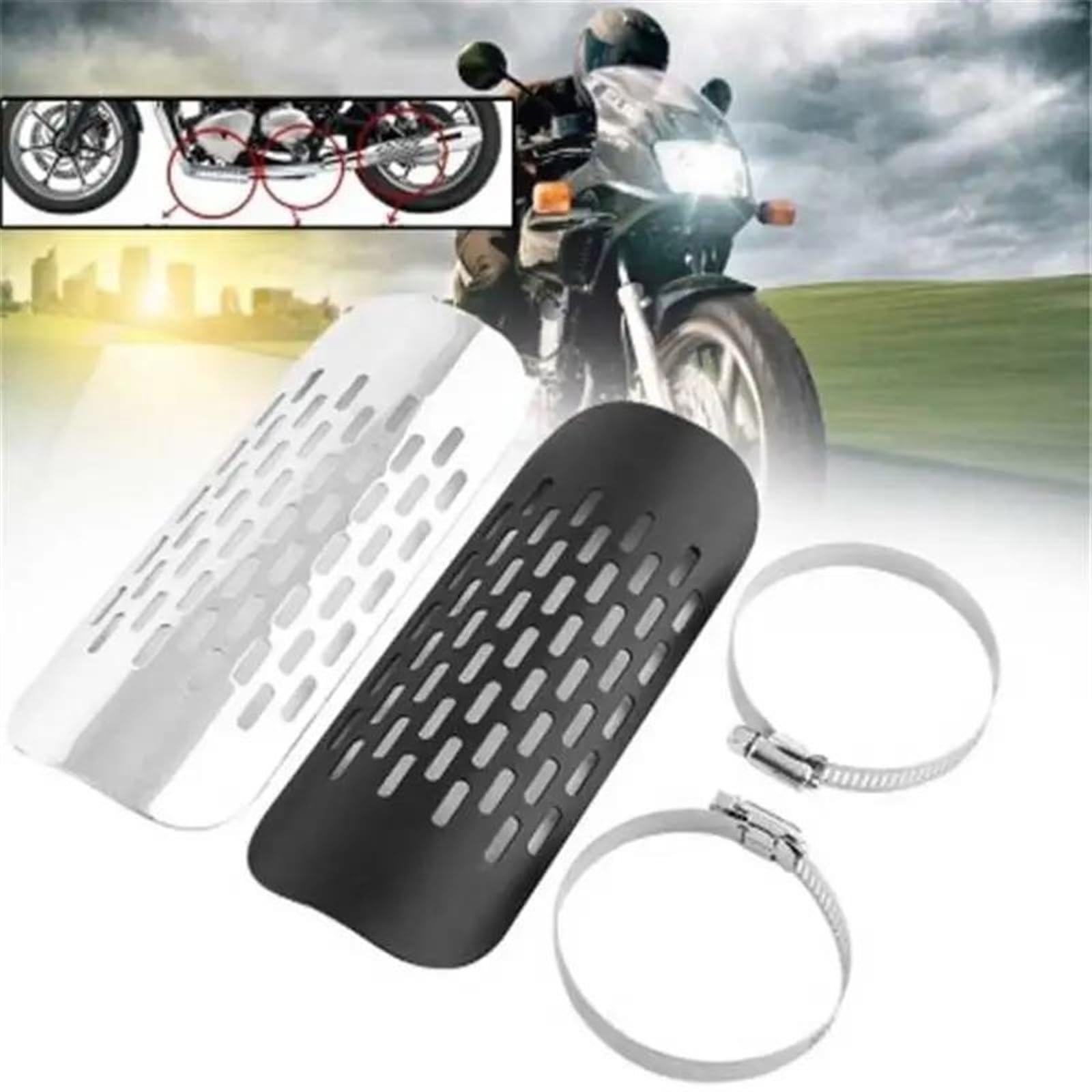 MYIADV オートバイ 排気マフラー パイプ ヒートシールドカバー ヒールガード 保護 BMW ヤマハ ホンダ スズキ カワサキ (ブラック)　並行輸入品 バイクのヒートシールド オートバイ用排気管プロテクターヒート