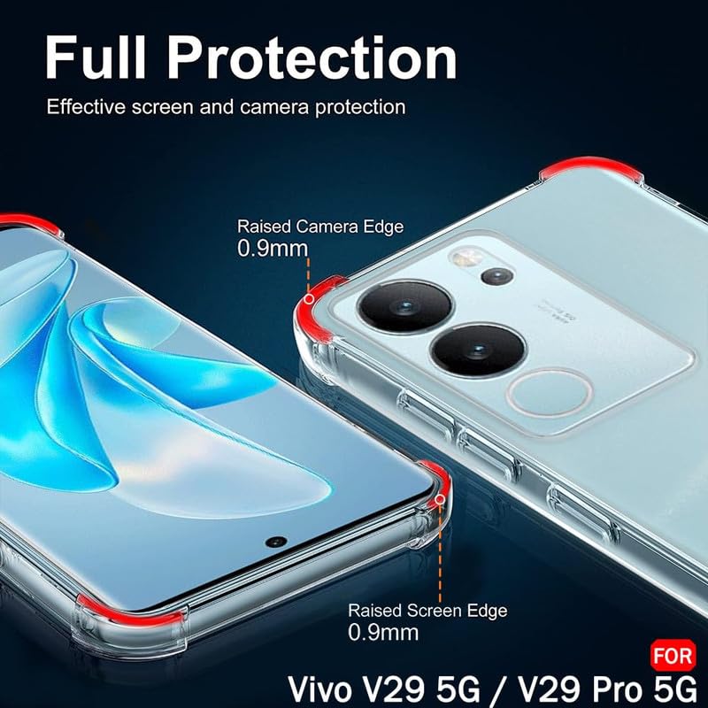 Image of Case Creation New Vivo V29 Premium Imported 0.3mm Crystal Clear Totu Silicone Transparent Flexible Soft Corner Protection with TPU Slim Back Case Color Variation Cover for Vivo V29