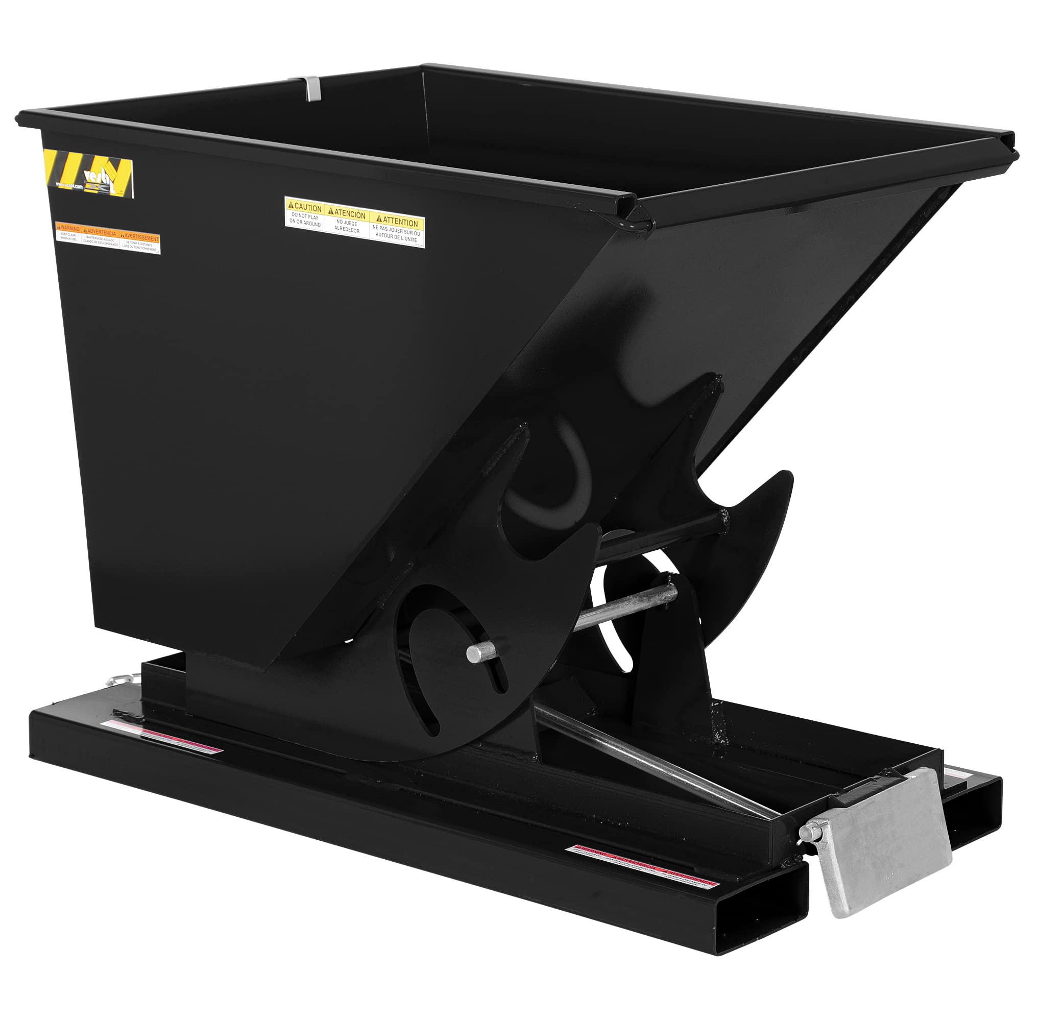 Vestil D-50-MD-BLK-SG Steel Medium Duty Self Dumping Hopper 1/2 Cubic Yard 4000 Lb. Capacity Semi Gloss Black