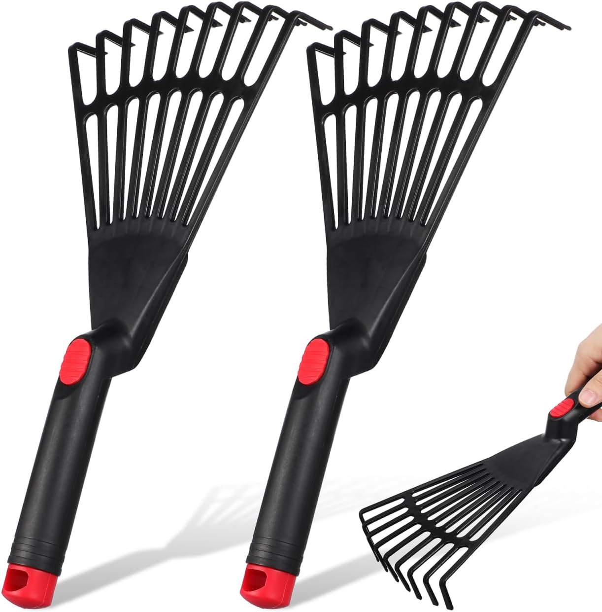 Housoutil Rake 2pcs Level Plowing Agricultural Yard Home Comfortable Cleaning Shredding Soil and Tiller Plants for Plastic Outdoor Creative Shrub Gardening Camp Latex Claw Teeth Fork Garden Leaf Rake