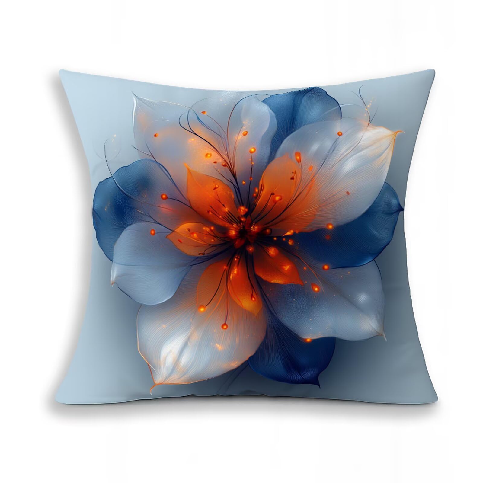 Poszewka na poduszkę kwiatowa, prosta poszewka na poduszkę na sofę 50 x 50 cm, zestaw 4 sztuk, kwadratowa poszewka na poduszkę, miękka poszewka na poduszkę z niewidocznym zamkiem błyskawicznym, na