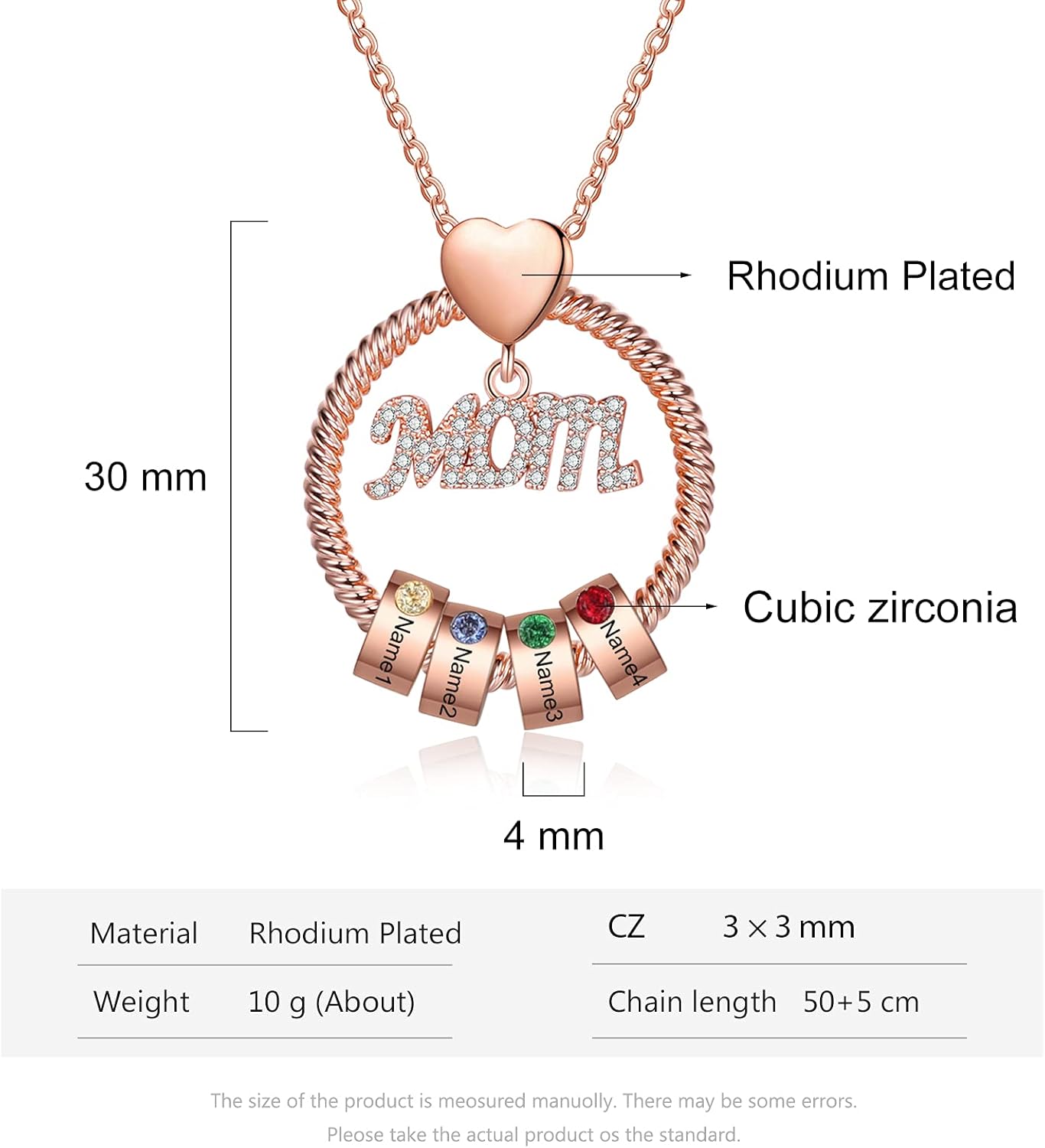 Personalized Mothers Name Birthstone Necklace with 1-5 Names for Mom Customized Mother Daughter Necklaces Birthstone for Family Grandmother Mother's Day Gift for Mom