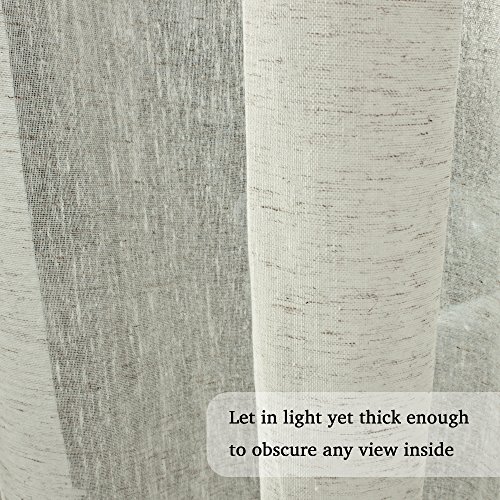 Turquoize Natural Linen Blended Window Curtain Panels Semi Sheer Curtains 84 Inches Long - Rod Pocket Burlap Curtains Light Filtering Semi Sheers Curtains For Bedroom/Living Room (Set Of 2, Natural) #TOP3
