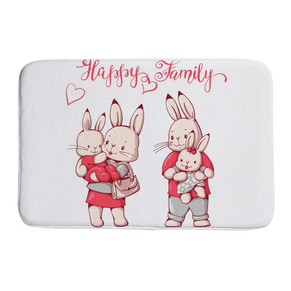 Tapis de bain velours corail 91x61 cm Happy Family pour douche