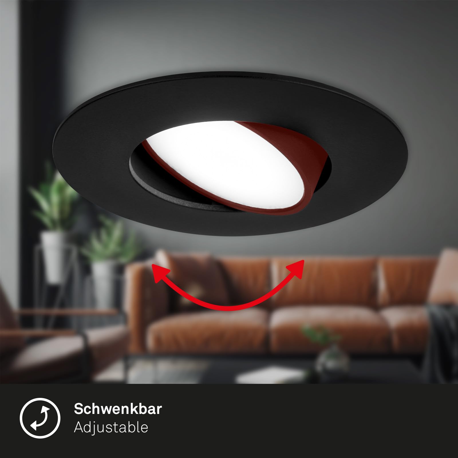 BRILONER Lot de 3 spots LED à encastrer 230V IP65 noir 90x45 mm