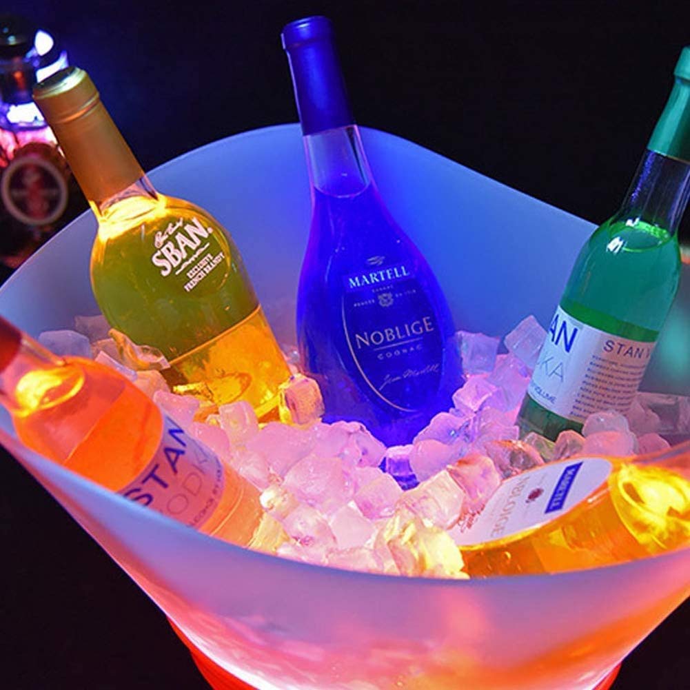 Seau À Glace LED Seau À Glace Lumineux De Grande Capacité De 12 litres avec 7 Couleurs Changeantes Rechargeable Champagne Vin Boissons Bière Seau À Glace Party Bar Accueil