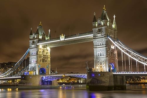Posterazzi DPI12331173 Tower Bridge at Night London, Inglaterra, impresión fotográfica, 19 x 12, multicolor