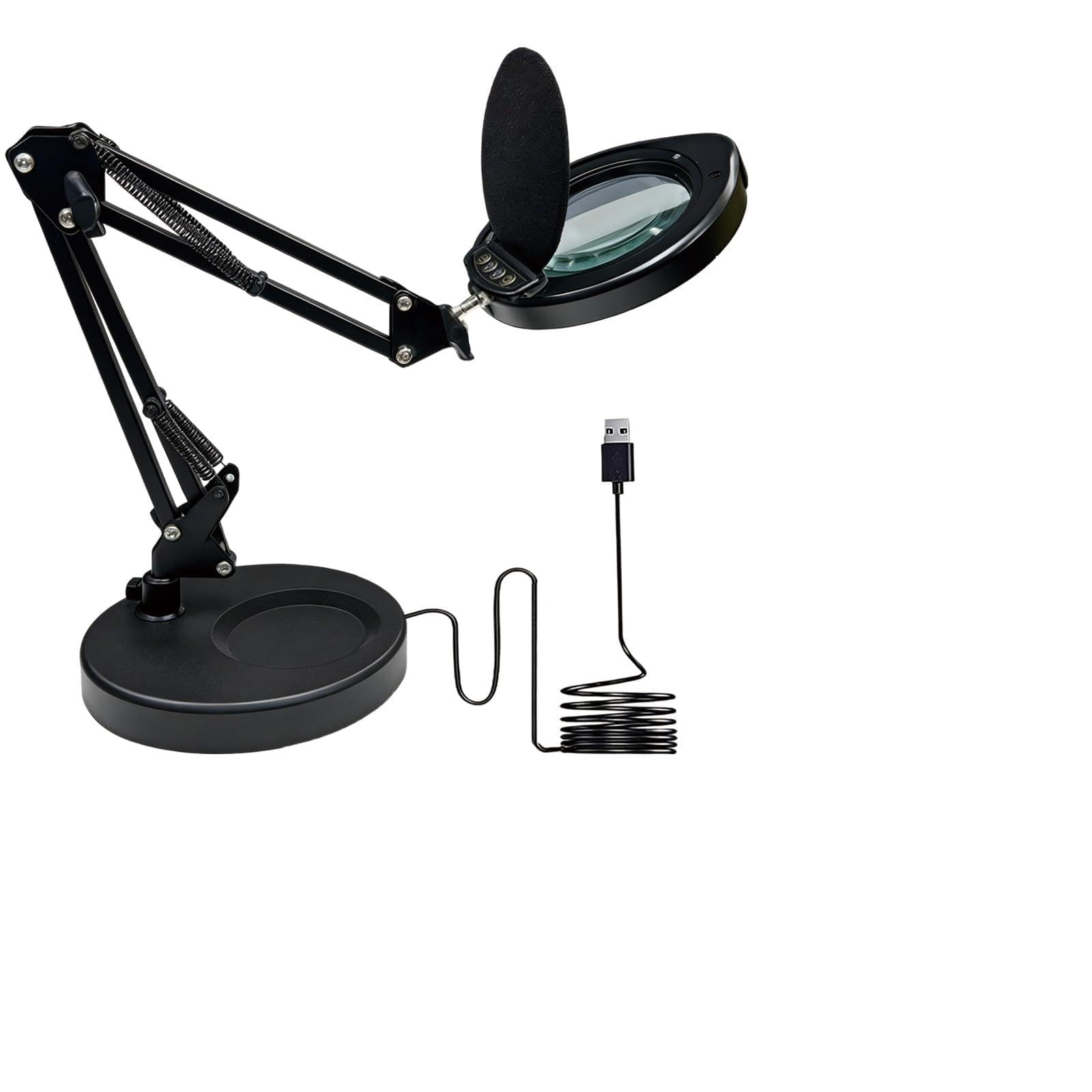 Caossuixin 10X/15X Magnifying Glass with Light and Clamp, 2-in-1 Flexible Magnifier with Light, Magnifying Lamp with 84 LED Light, Dust Cover, 5Color Modes and 10 Levels Brightness for Reading, Crafts