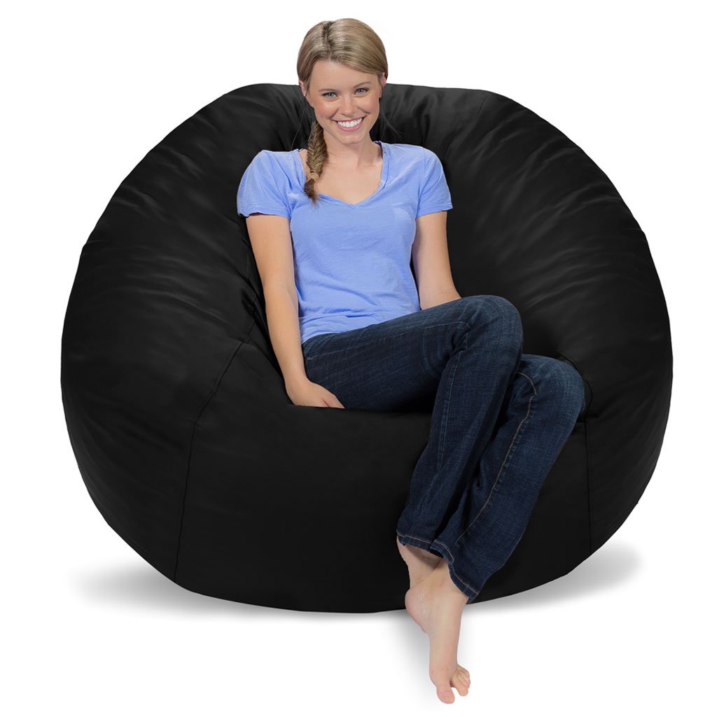 Buy Comfy Sacks Memory Foam Bean Bag Chair, Black Faux Leather Online