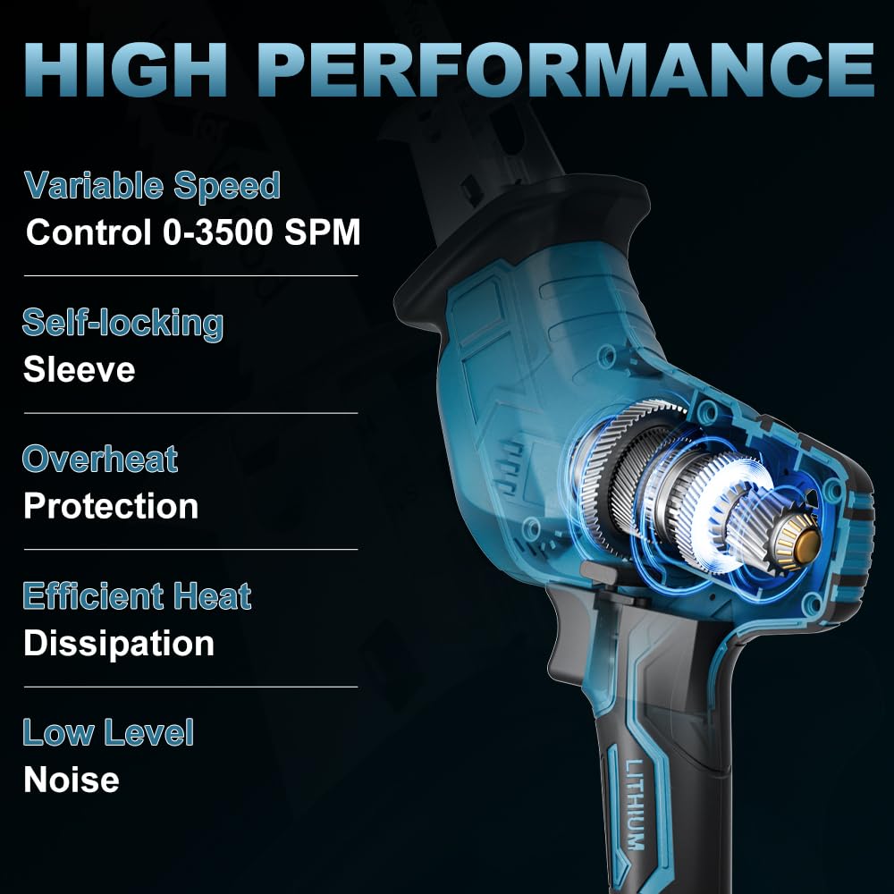 Scie récipro sans fil pour batterie Makita 18 V (sans batterie), MAX 3500 SPM, moteur sans balais avec 4 lames de scie pour bois, PVC et métal