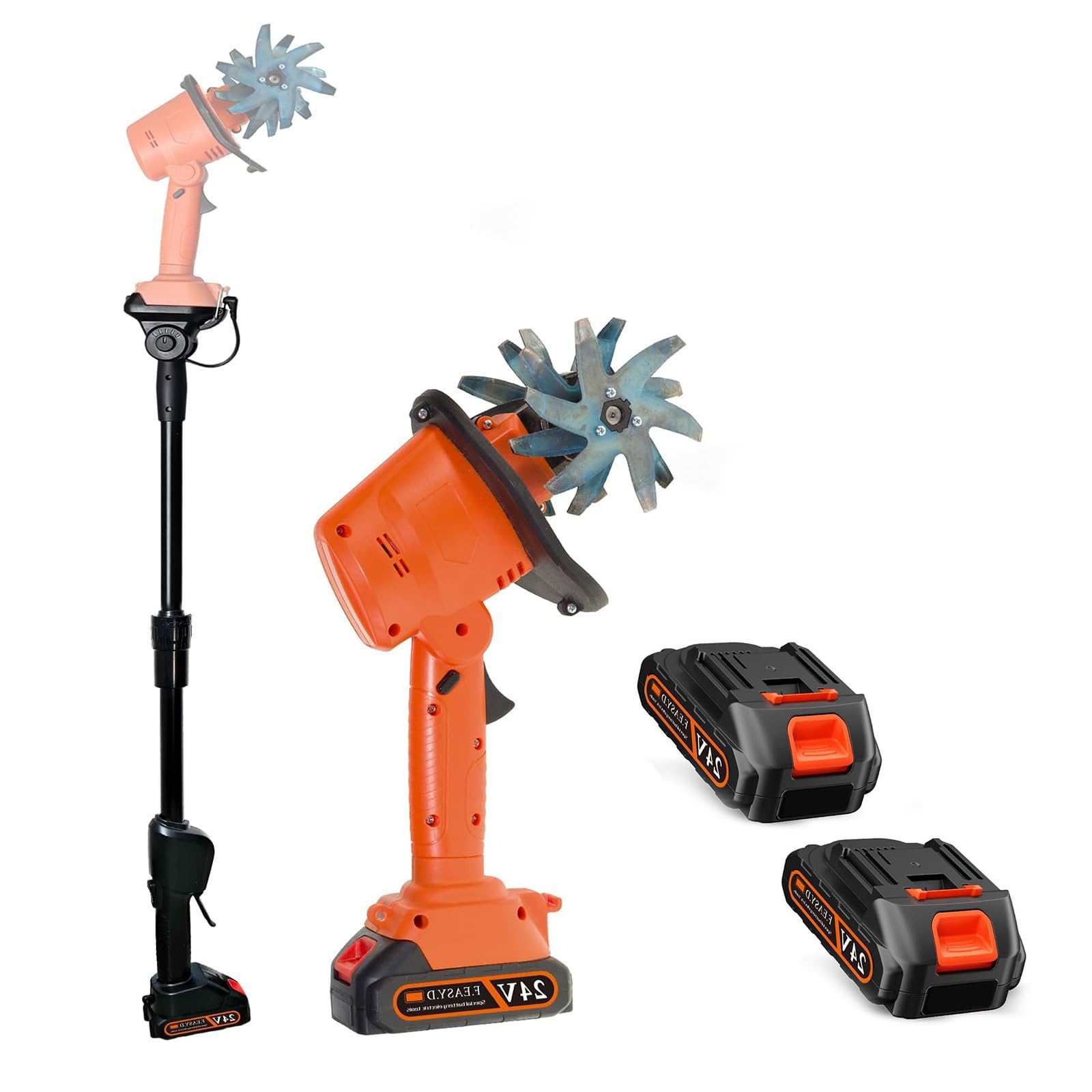 Motoculteur sans Fil 21 V pour Le Jardinage, Motoculteur Électrique, Fraise À Main avec 2 Batteries Et Chargeur, Largeur De Travail De 10 Cm, Profondeur De Travail De 10 Cm, pour Biner