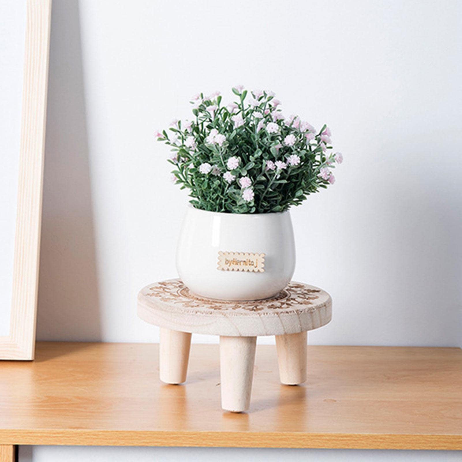 Blumenhocker Holzhocker Klein Echt Pflanzenhocker Teak Kleiner Deko Hocker Blumenhocker Massiv Aus Handarbeit