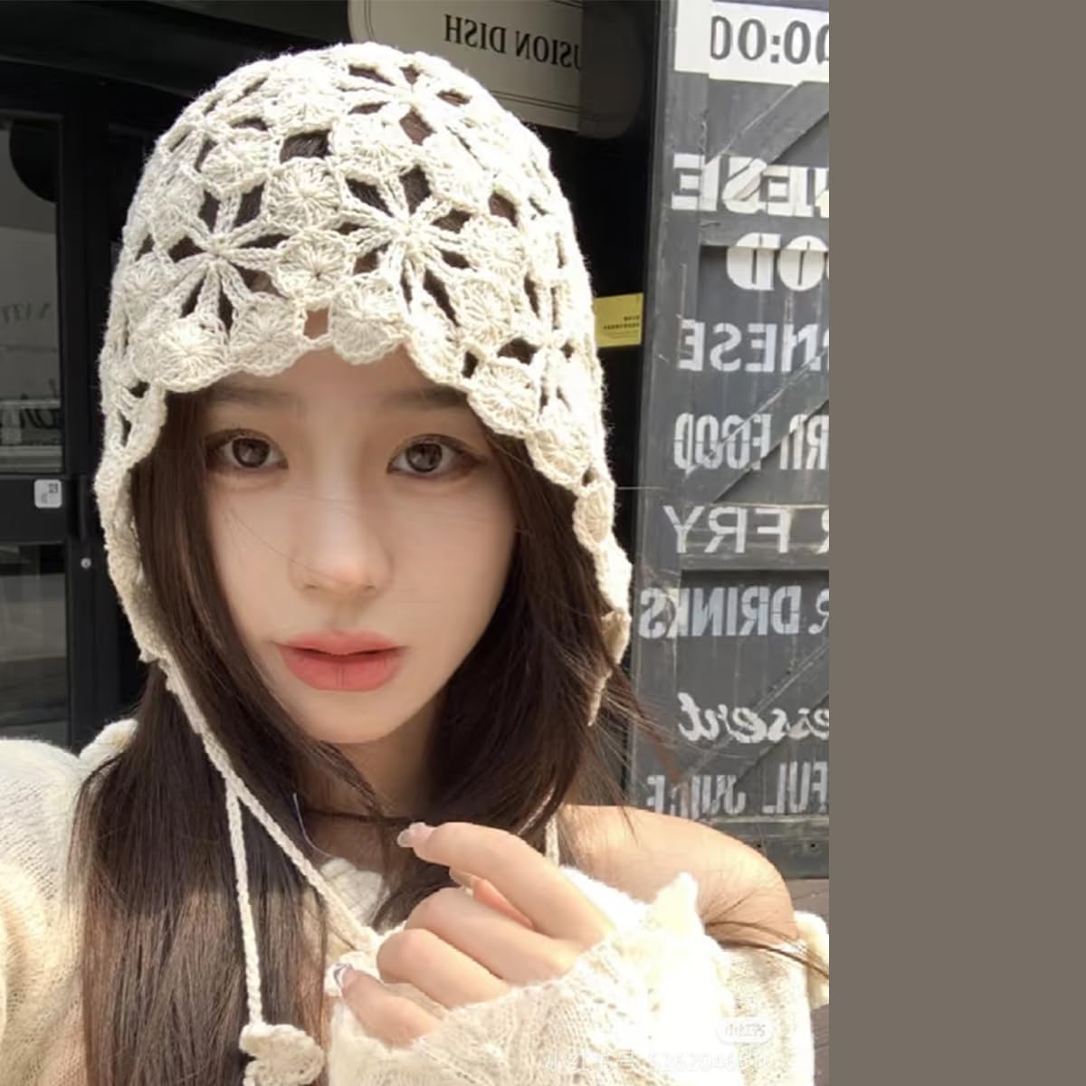 Handmade Crochet Beanie Sun Summer Hat Skull Cap for Women Lace Beach Hat Lightweight