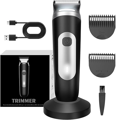 Recortadora eléctrica de pelo corporal para hombres, afeitadora púbica con cuchillas de cerámica (sin níqueles), afeitadora inalámbrica de bolas