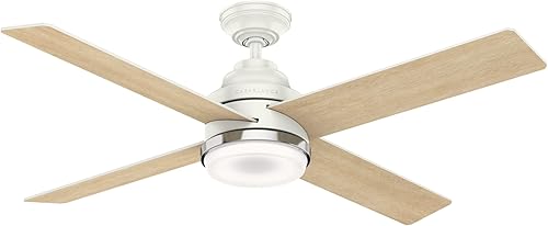 Hunter Fan Company 59413 Casablanca - Kit de luces LED Daphne de 54 pulgadas y ventilador de techo de control de pared, acabado blanco fresco
