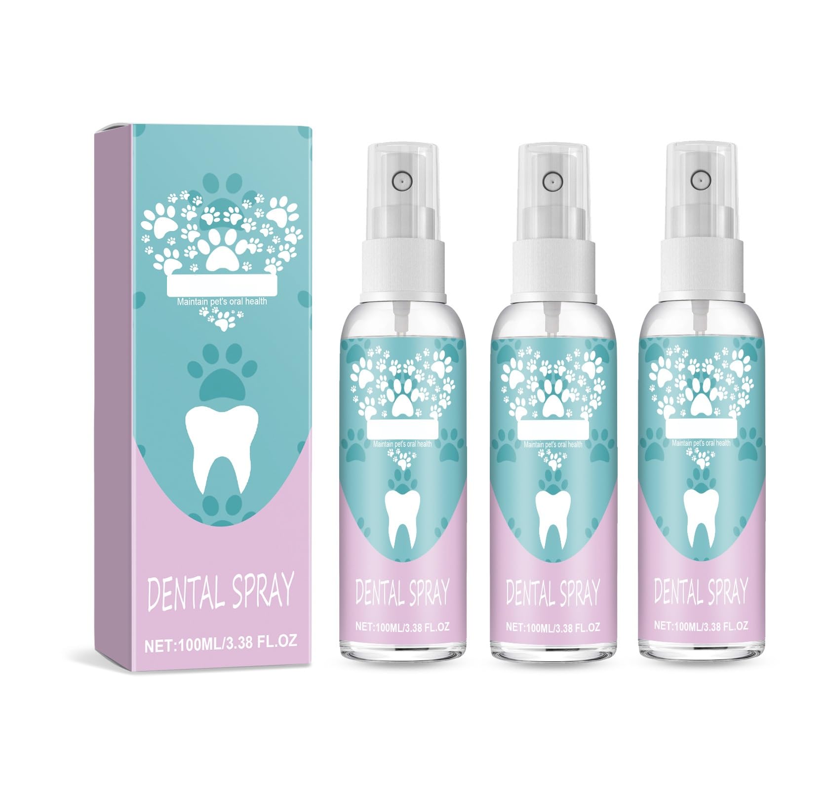 Pet Oral Tartar Remover Spray for Dogs,Easy to Use Pet Teeth Cleaning Solution,Pet Dental Tartar Remover with Gentle Oil Formula,Promote Pets Healthy Gums Freshen Breath 3PC