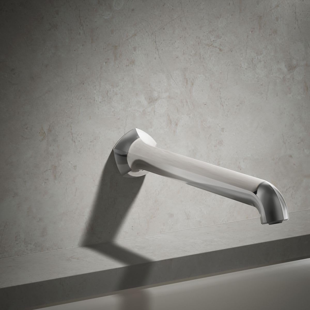 KOHLER 27115-CP Occasion Wall-Mount 12" Bath Spout, Nondiverter Bathtub Spout with Slip-Fit Connection, Polished Chrome