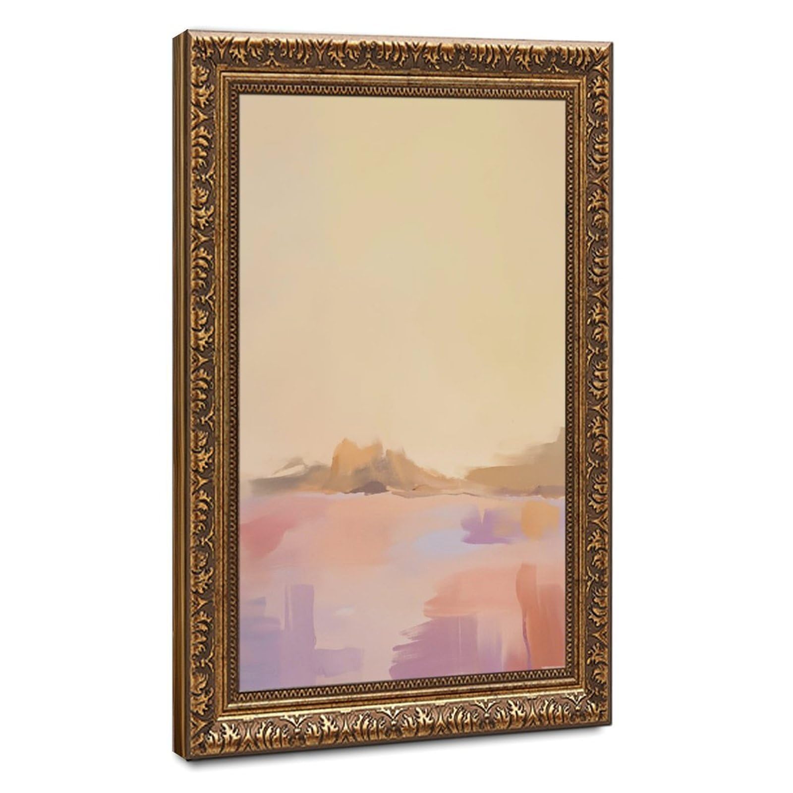 Zguols Blush Desert Abstract And Minimalist Poster Canvas Poster Bedroom Decor Sports Landscape Office Room Decor Gift Retro Gold Frame 12" L X 18" W