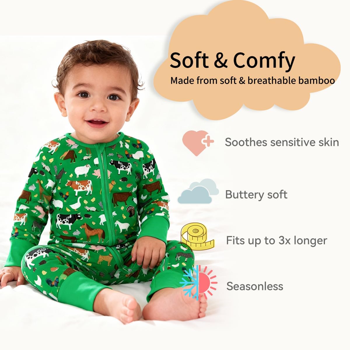 Weiwei Pajamas for Baby Boys & Girls Footies, Viscose from Bamboo Baby Romper, Baby Sleepers, 2-Way Zippy PJs, YKK