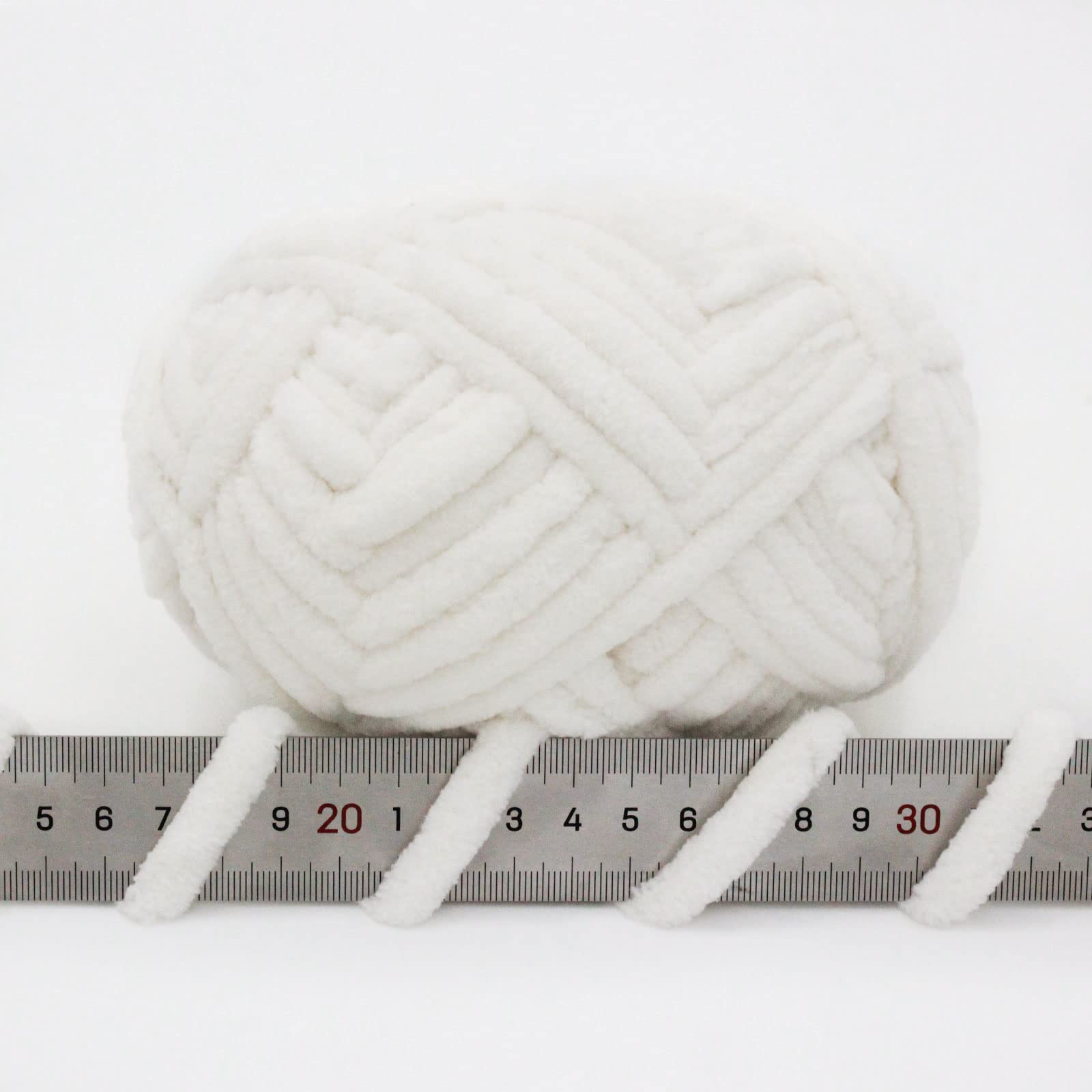 Soft Chenille Yarn For Knitting & Crochet - 3 Skeins (Cream White) - Light Worsted Weight, Perfect For Blankets & DIY Crafts - View #2