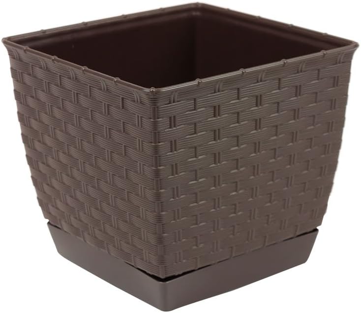 Prosper Plast DRLK165-440U 16.5 x 16.5 x 14.2 cm Ratolla Square Flowerpot - Dark Brown