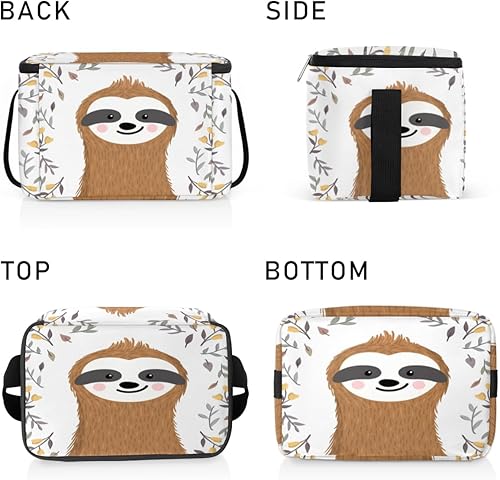 Miniatura 4 de Bolsa de almuerzo aislada con hojas de perezoso para mujer, reutilizable, bolsa cuadrada de comida para adultos y hombres, lonchera más fresca para