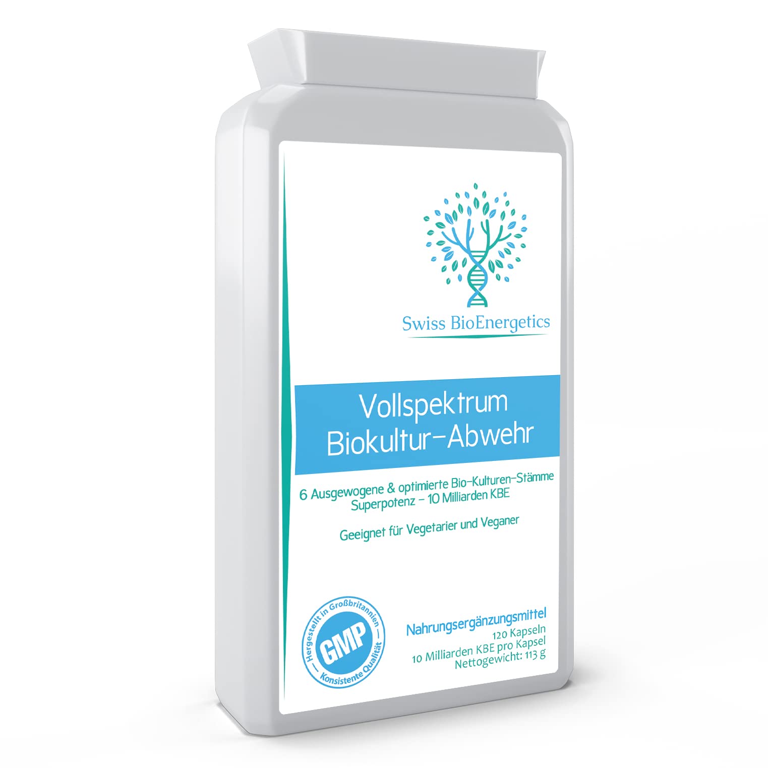 Full Spectrum Bio-Culture Defense – 120 Kapseln – hochwirksame 10 Milliarden lebende CFU Multi-Strain-Biokulturen + FOS-Formel – neueste DRCaps©-Verkapselung zum Schutz vor Magensäure