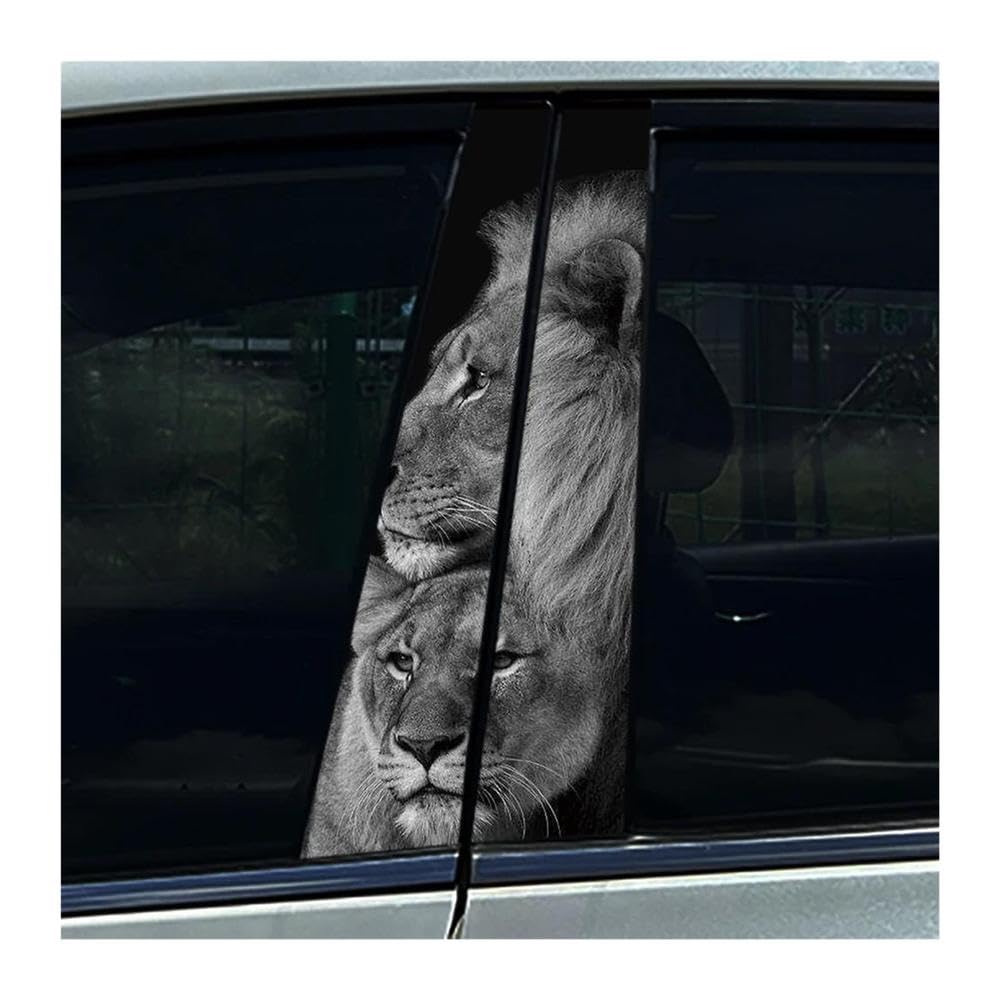Body Parts 2PCS Car B-Pillar Cover Scratches Waterproof Decals Animal Lion Leopard Tiger Car Stickers DIY(C)