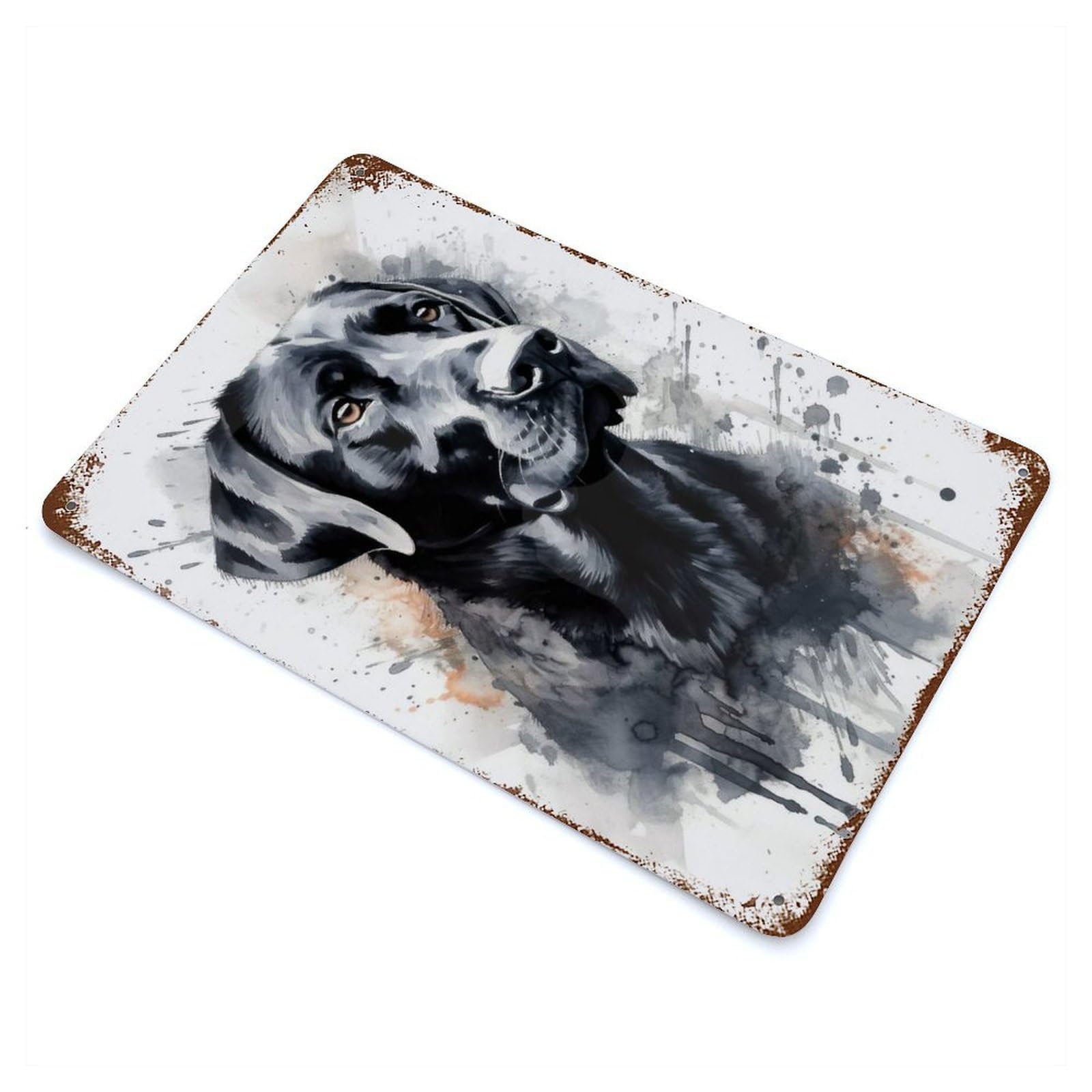 Labrador Retriever Dog Art Aged Metal Wall Plaque 11.8"x7.9", Industrial Home Decor for Pub, Kitchen And Man Cave Decor