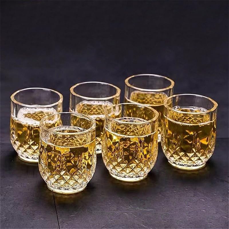 Kristallgläser 6-teiliges Set, Weingläser, transparente Glasbecher, exquisite Cocktailgläser, Whiskyglas, Bar, Brandy-Bierbecher(100ml)