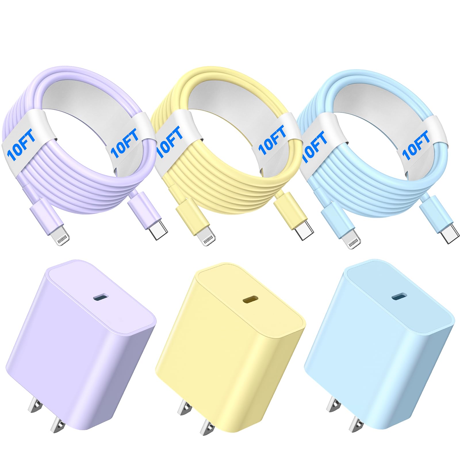 Compatible with iPhone,USB C to ightning Cable 3Pack 10FT Long Phone Cables,Type C Phone Charger Cord Fast Charging for Phone 14 13 12 11 Pro Max X XS