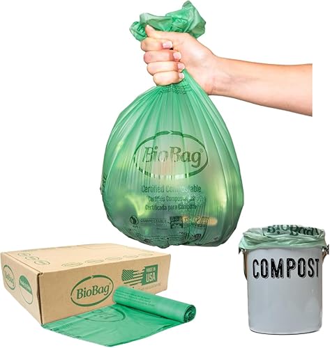 Bolsas compostables para residuos de alimentos de 2.6 galones de BioBag, 100 unidades, certificadas BPI, cumplen con los estándares ASTM D6400,