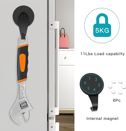 Vista 30 de FYY Percha magnética para corona, paquete de 2 imanes resistentes con gancho para refrigerador, ganchos magnéticos para decoración de Navidad