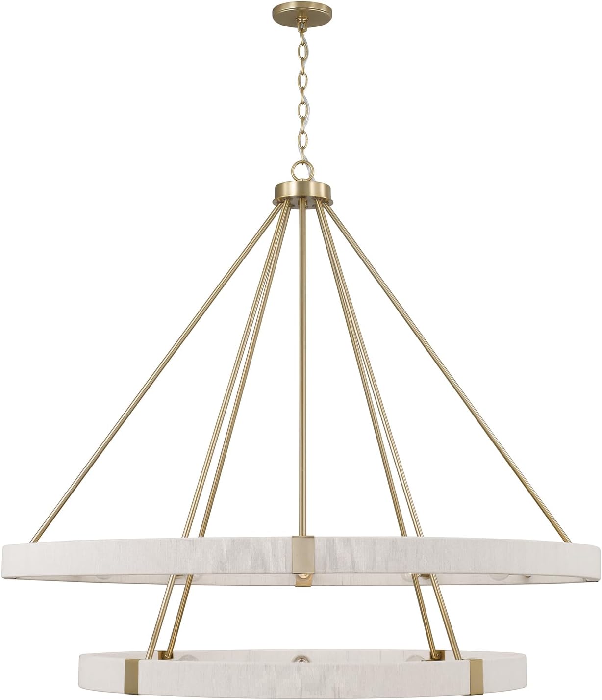 Capital Lighting 449841MA Delaney Modern Hand-Wrapped Rope Round Chandelier, 4-Light 240 Total Watts, 26" H x 26" W, Matte Brass