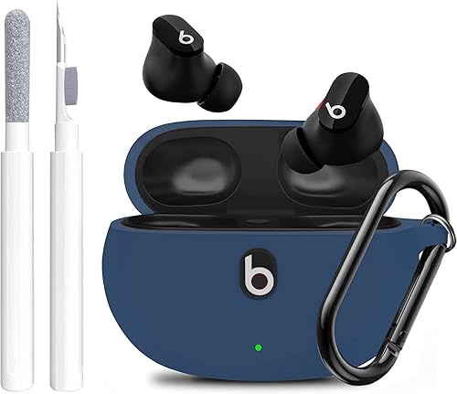 Olytop Beats Studio Buds - Funda con kit limpiador 2021, funda de silicona suave para New Beat Studio Buds funda protectora de repuesto con llavero,