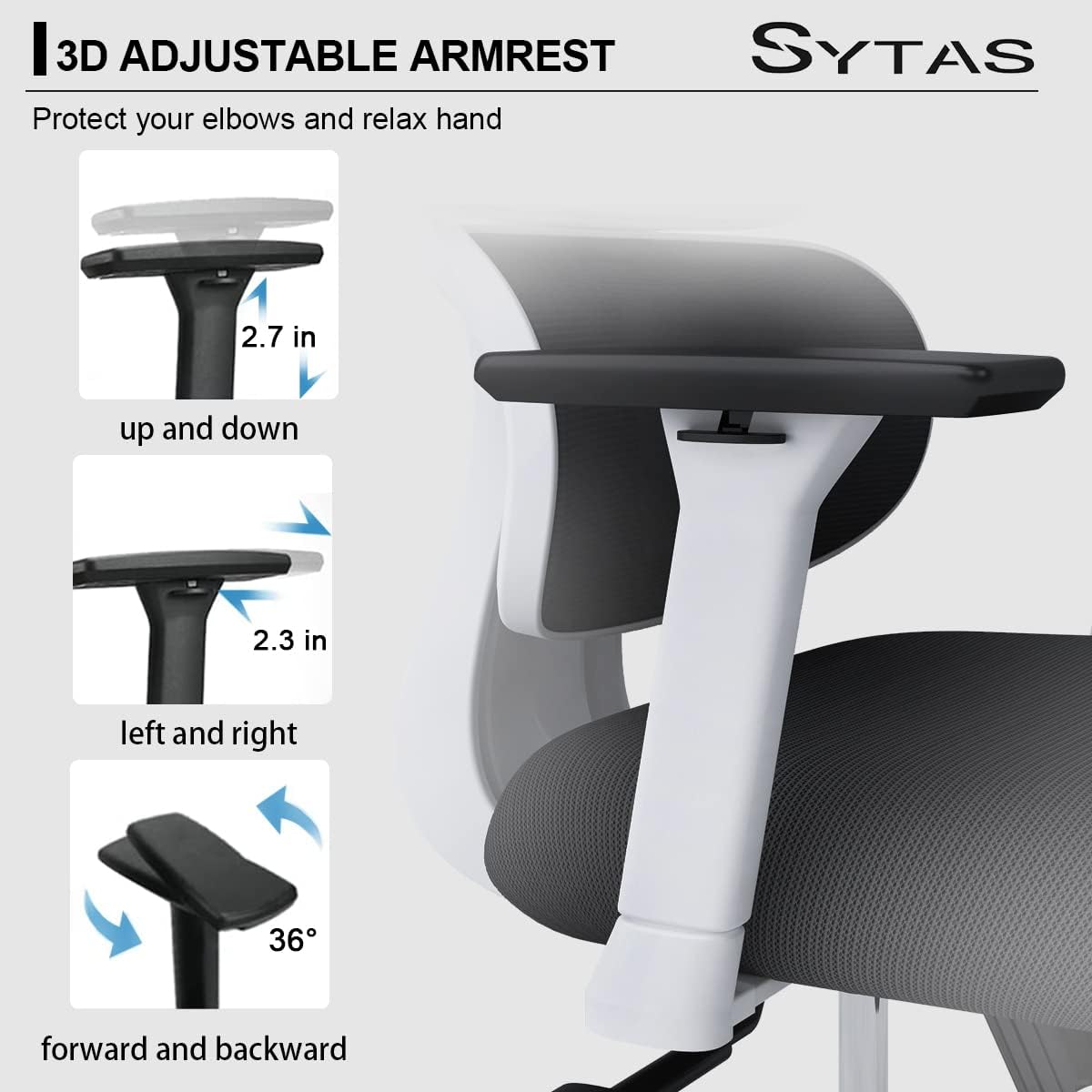 Diagram showing the adjustable features of the curved headrest