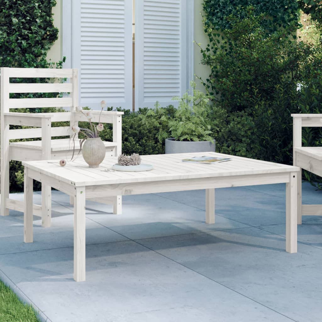 SXZenSpace Garden Coffee Table 121x82.5x45 cm Solid White Pine Wood Outdoor Bistro for Patio, Balcony, Terrace and Camping
