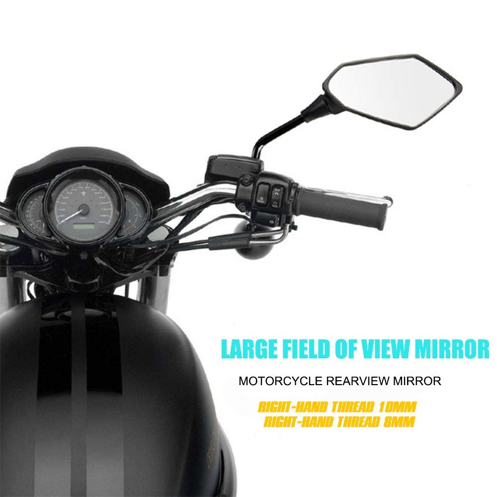 Seitenspiegel Motorrad 2 Stück Fahrrad Spiegel Motorrad Universual Scooter Fahrrad E-Fahrrad Rückspiegel elektrombile Spiegel Konvex 8 mm 10 mm Kohlefaser 10 mm (Farbe: Carbon Fib
