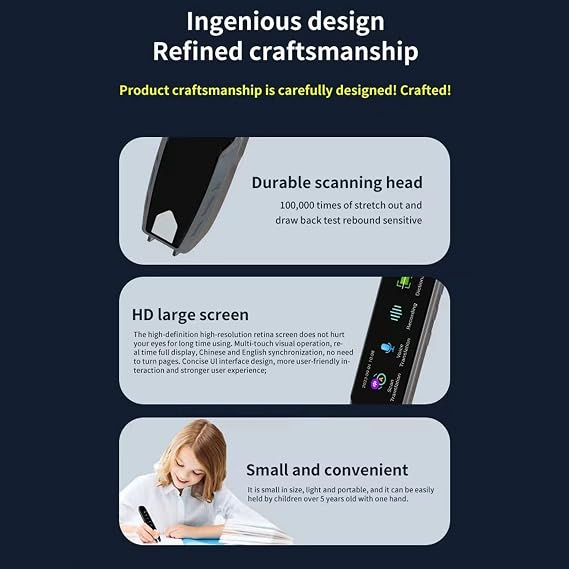 240 Dictionary, Translation, Scanning, Recording Pen Translator for Languages, Online Translation, Learning with System Interface in Chinese, English, Japanese, Korean, German