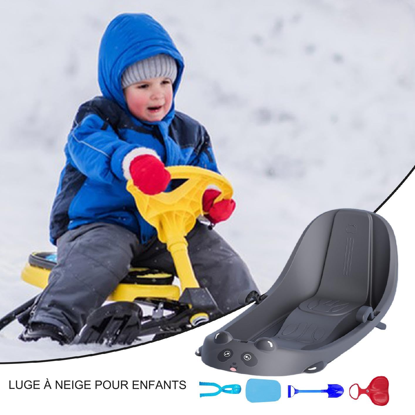 Luge de Neige pour Ergonomique et Familial | Luge Équipée d'un Frein Intégré pour les Petits Pour et Garçons par Temps Froid sur Collines Enneigées au Parc Jardin et