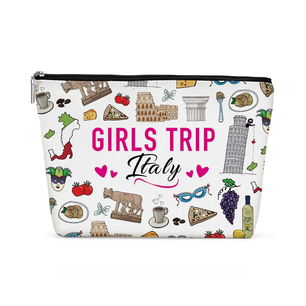 Italian Gifts Makeup Bag, Italy Souvenir Italy Lovers Gift Travel Vacation Cosmetic Bag for Women Bestie Sister Mom Girls Trip Weekend Birthday