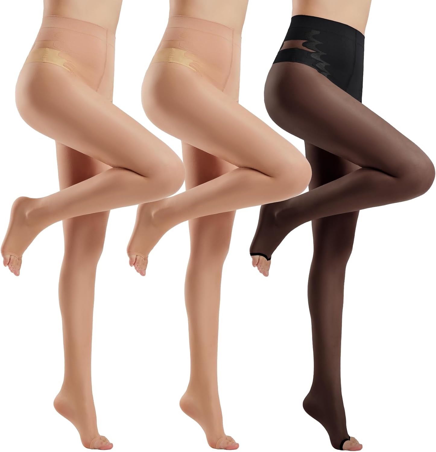 Yilanmy Toeless Pantyhose Sheer Tights for Women 20D Open Toe Pantyhose High Waist Nylons 3 Pairs