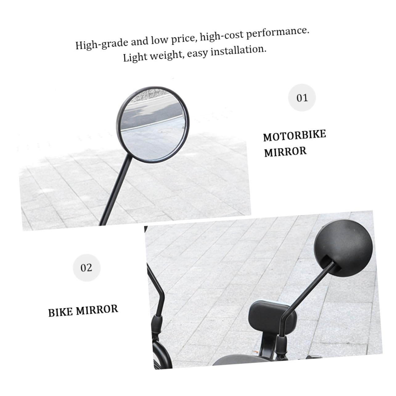 2 piezas Espejo Retrovisor para Bicicleta y Moto con Tubo Flexible Ajustable Espejo Acrílico Convexo Resistente Arañazos Instalación Rápida Visión Amplia para Manillar Paquete
