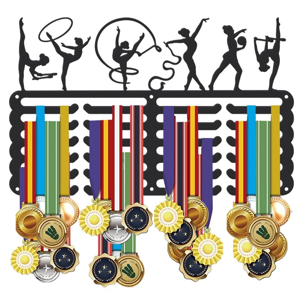 SUPERDANT Porta medallas para gimnasia porta medallas para gimnasia sincronizada porta medallas personalizado para gimnastas 6 Filas porta medallas de capacidad potenciados Decor Para Colgar Medallas
