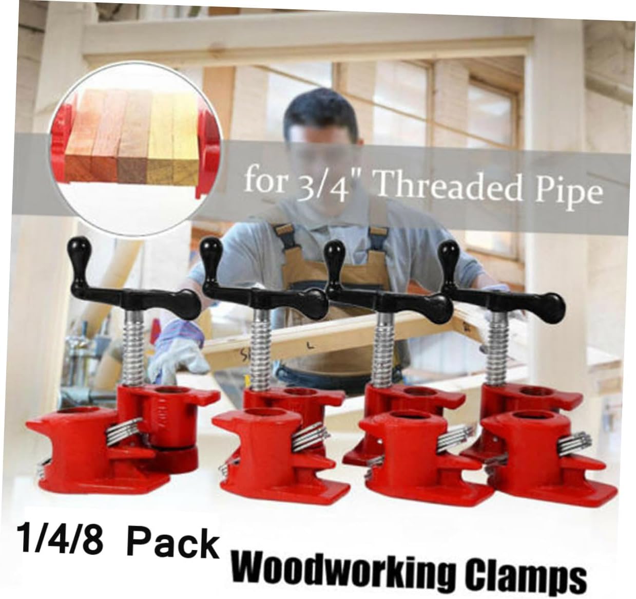 Heavy Duty Cast Iron Clamp for 3/4 Pipe Strong Clamp Kit for Woodworking